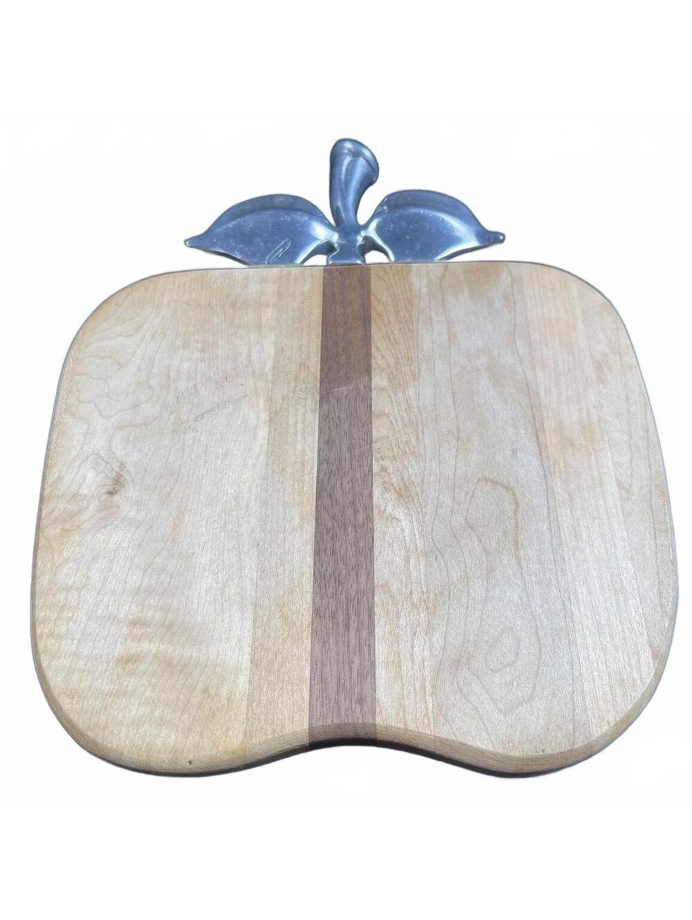 Apple Shaped Wooden Cutting Board with Metal Leaf Handle - Charcutier Board